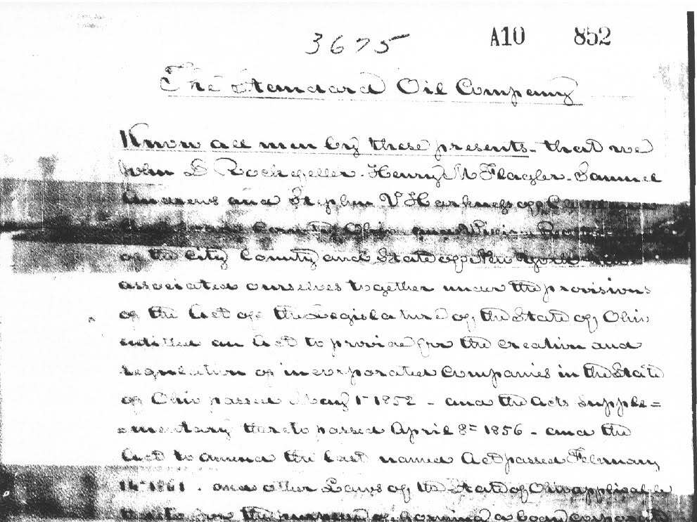Articles of incorporation of The Standard Oil Company, 1870