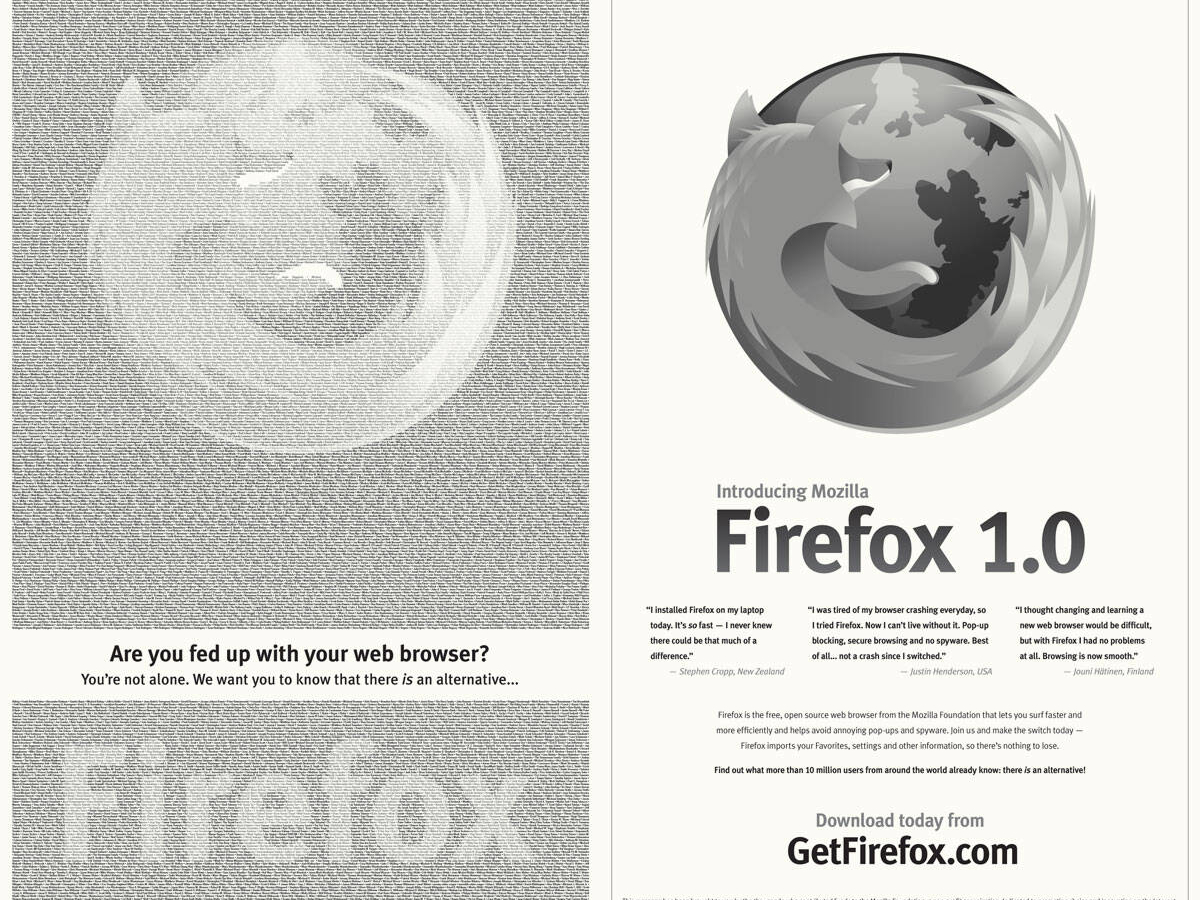 Firefox ad in the New York Times, 2004